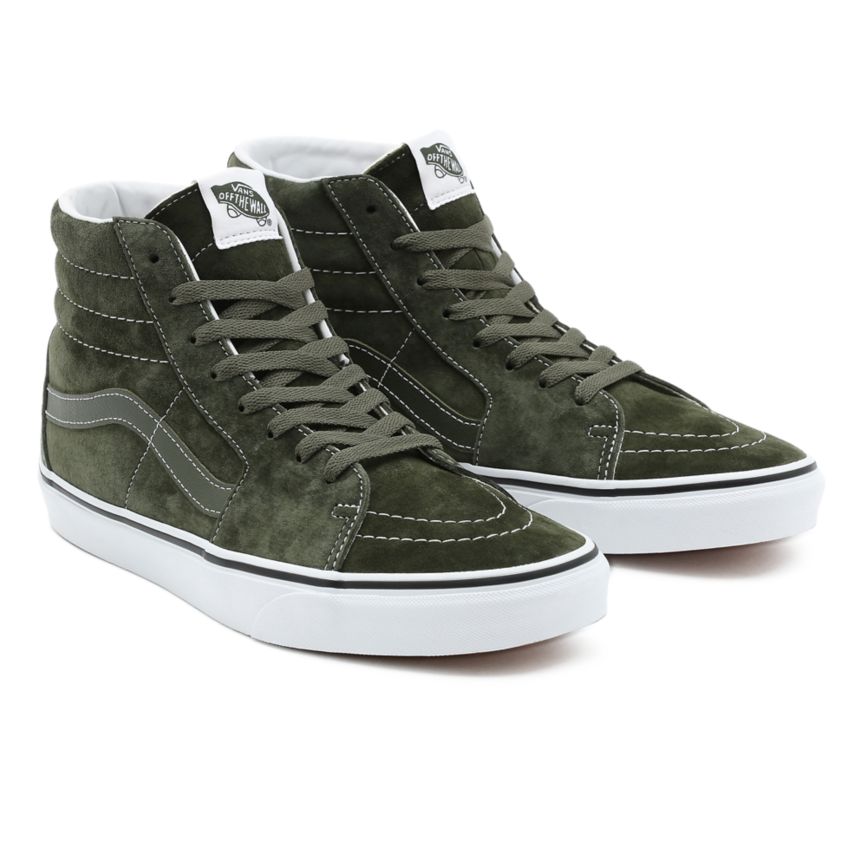 Vans Pig Suede SK8-Hi Dam Olivgröna/Vita - Vans Höga Skor Butiker (ZUBFM3520)